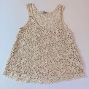 Lace Sleeveless Top - Cream 100% cotton